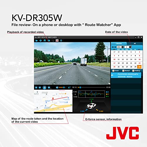 JVC KV-DR305W 1920x1080p Full HD Recorder GPS Dash Cam for Car, 2.7 JVC KV-DR305W 1920x1080p Full HD Recorder GPS Dash Cam for Car, 2.7